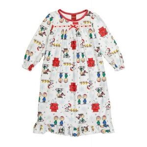 Peanuts Snoopy Charlie Brown Kids Girls 8 Holiday Flannel Nightgown